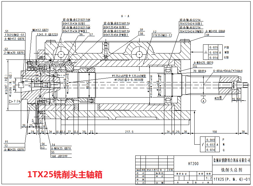 1TX25香蕉黄色软件主軸箱圖紙